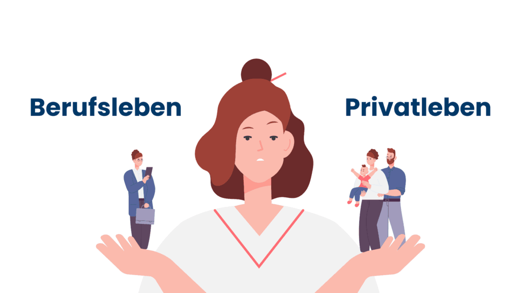 Illustration: Frau balanciert auf ihren Händen Berufsleben und Privatleben