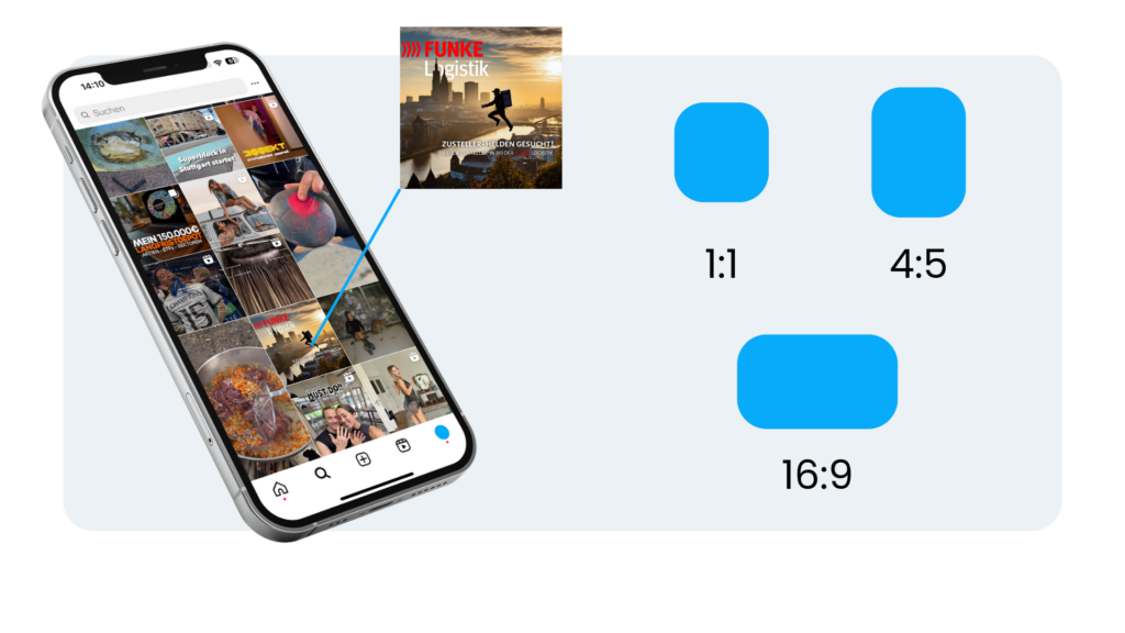 Instagram Feed Vorschau mit Formaten
